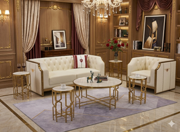 CT-AC1108 | Luxury Marble & Gold Living Room Table Set