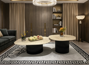 CT 1827 | Luxury Nesting Coffee Tables with Stone Top & Ribbed Pedestal Base