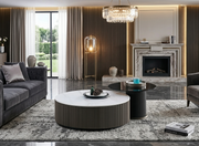 CT - 809 | Luxury Coffee Table Set – Round Marble Top with Textured Base