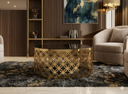 CT-AC920 | Luxury Gold Pattern Coffee Table with Smoked Glass Top
