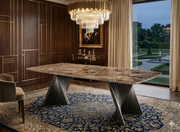 CT - AH2438 | Luxury Marble Coffee Table with Sculptural Metal Base