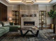 CT- AH-602 | Modern Designer Marble Coffee Table – Wave Metal Legs