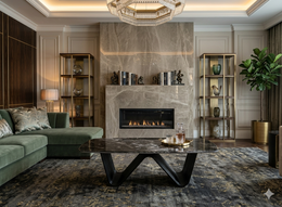 CT- AH-602 | Modern Designer Marble Coffee Table – Wave Metal Legs