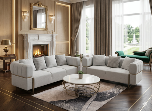 YP8121 3+2 Elegant  Seater Sofa Set — Luxury in Gray