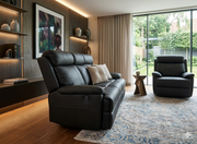 HUSTON LEATHER ELECTRIC RECLINER 3+1+1 BLACK